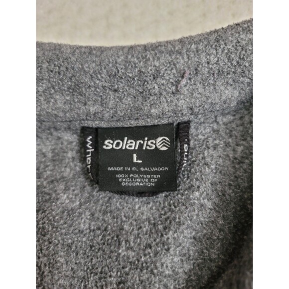 Solaris Mens Gray Fleece Jacket Full Zip Mock Neck Pockets Outdoors Casual, L - Picture 8 of 8